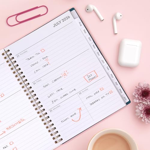 Calendario semanal y mensual con pestañas laminadas y 30 hojas de notas para organización 2