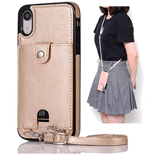 Jaorty �蒠�^ �P�[�X �A�C�t�H��iphone X/10/XS�Ή��X�}�z�P�[�X �P�[�X�蒠�^ �g�уJ�o�[ �J�[�h���[ ����PU��v �V�����_�[ �΂߂��� ���|�� �񂩂� ������� �y��-�S�[���h