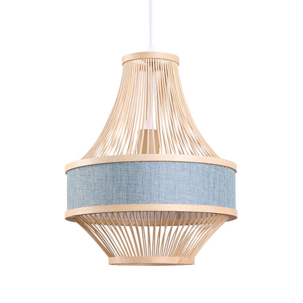 Suspension en panier de bambou français dôme 1 lumière en tissu japonais pour salle à manger