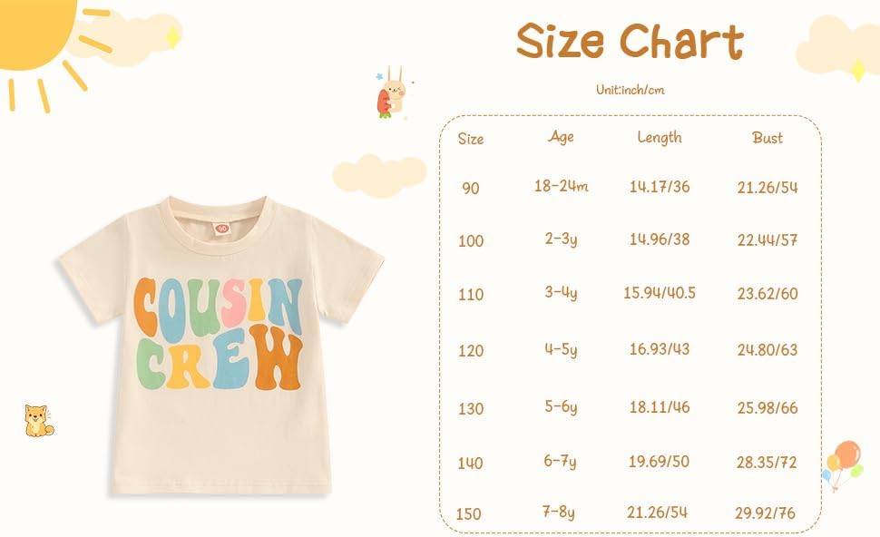 Sibling Matching Clothes Cousin Crew Shirt for Girls Boys Colorful Letter Print Short Sleeve Romper/Pullover Tops - Image 8
