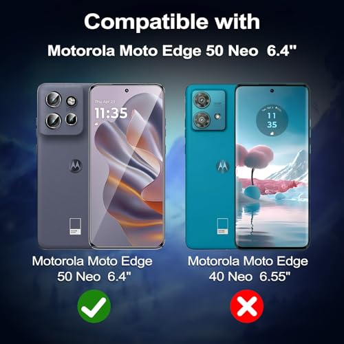 Kokio 2 Piezas Protector de Pantalla para Motorola Moto Edge 50 Neo, con 2 Piezas Protector de Lente de Cámara, Ultra HD Cristal Templado, Dureza 9H, Anti Arañazos, Sin Burbujas - imagen 2