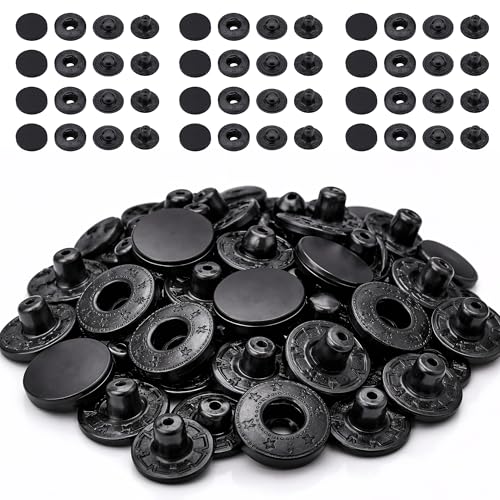Boutons pression 10mm noir pour couture tissu réparation de vêtement et loisir créatif DIY
