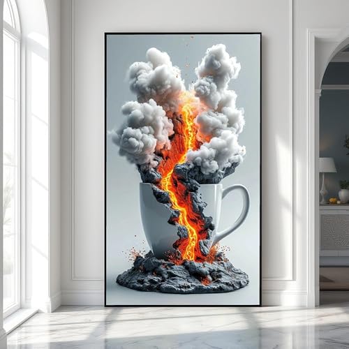 Tableau abstrait sur toile café pour habiller un grand mur vide de salon