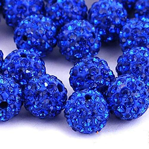 RUBYCA Pave Czech Crystal Disco Ball Clay Beads fit Shamballa Jewelry (50pcs, 12mm, Royal Blue) - Image 2