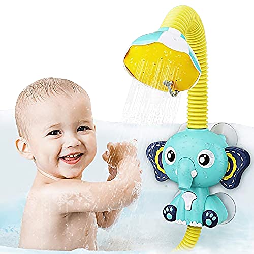 Baby Bath Toys Electric Shower - Bath Shower Head for Kids Sucker Electric Shower Rain Head Kids Bathing Time Toddlers Game Elephant Animal Toy 4 X 1.5V AAA Required (Not Included)