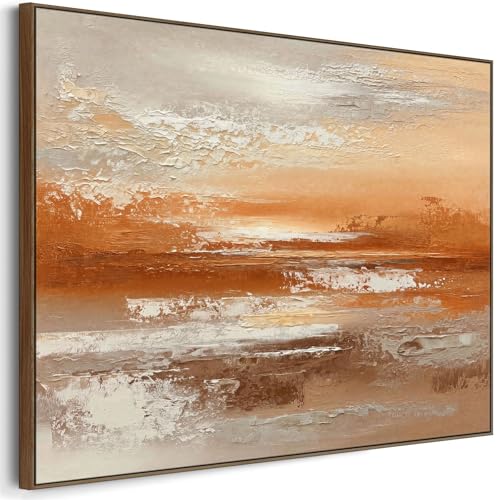 Wallfillers Rust Abstract Framed Artwork - Sienna Horizon (1