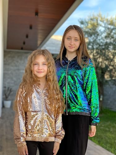 Image of GRACE KARIN Girls Sequin Jacket Kids Bomber Zip Outwear Sparkle Fall Top Cardigan Dress Coat Size 5-14