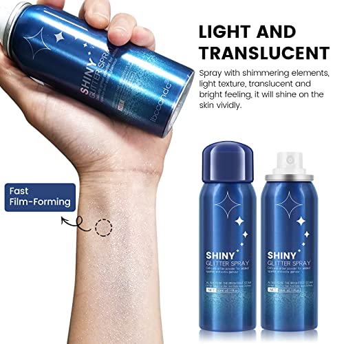 Kyda Body Glitter Spray, Fast Film-Forming Sparkling High Glossy Powder For Body&Face, Lightweight High Pigmented Quick Dry Glitter Spray For Dance Party Music Festival #TOP2