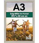Americanflat Bilderrahmen A3 Treibholz - DIN A3 Bilderrahmen aus Verbundholz mit Bruchsicherem Gl...