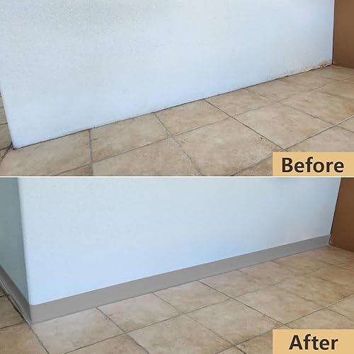 Miniatura 6 de Moldura flexible para zócalo, borde de goma para despegar y pegar, diseño autoadhesivo de vinilo para pared, 4 pulgadas de ancho x 40 pies de largo,