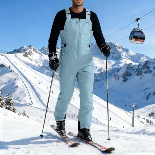 Pantalones de esquí para hombre impermeables térmicos softshell con tirantes 5