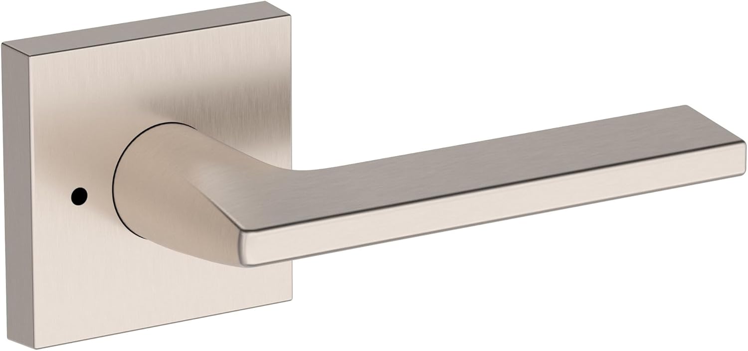 Baldwin PV.ANA.R.CSR Anaheim Hills Privacy Door Lever Set with Contemporary Square Rose from the Reserve Collection - Satin Nickel