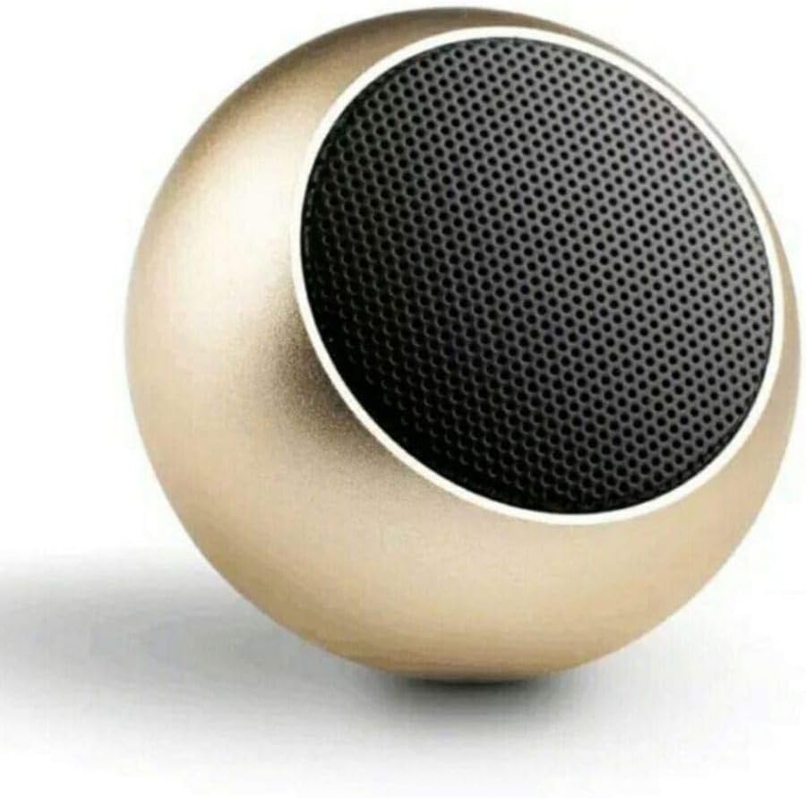 Best Mini Portable Bluetooth Speaker with HD Sound & Bass I Smallest Wireless Bluetooth Speakers for Phone/PC/Tablet I Photo Selfie Button Answer Phone Calls I Cute Tiny Speaker, Multicolor (GOLD)