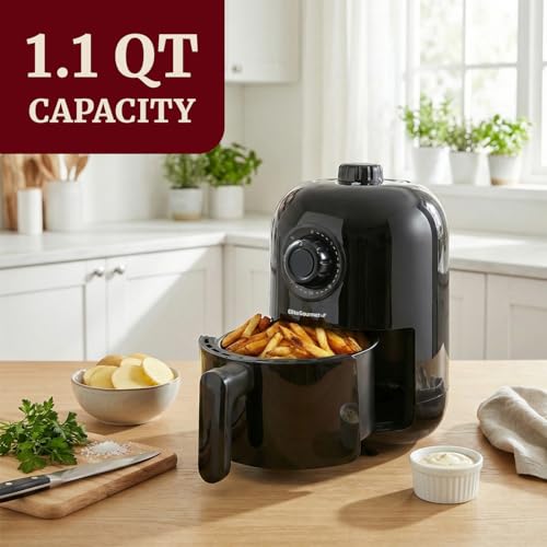 Elite Gourmet EAF-1121X Personal 1.1 Qt. Compact Space Saving Electric Hot Air Fryer Oil-Less Healthy Cooker, Timer & Temperature Controls, 1000W Black by Elite Gourmet - Image 4