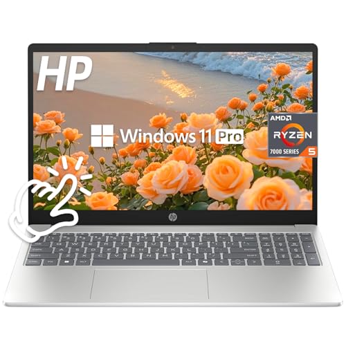 Image of HP 15.6 inch Touchscreen Laptop, AMD Ryzen 5 7520U(Up to 4.3 GHz), 8 GB RAM LPDDR5, 512 GB SSD, AMD Radeon Graphics, HD Private Webcam, HDMI, Wi-Fi 6, Bluetooth, Anti-Glare, Windows 11 Pro, Silver
