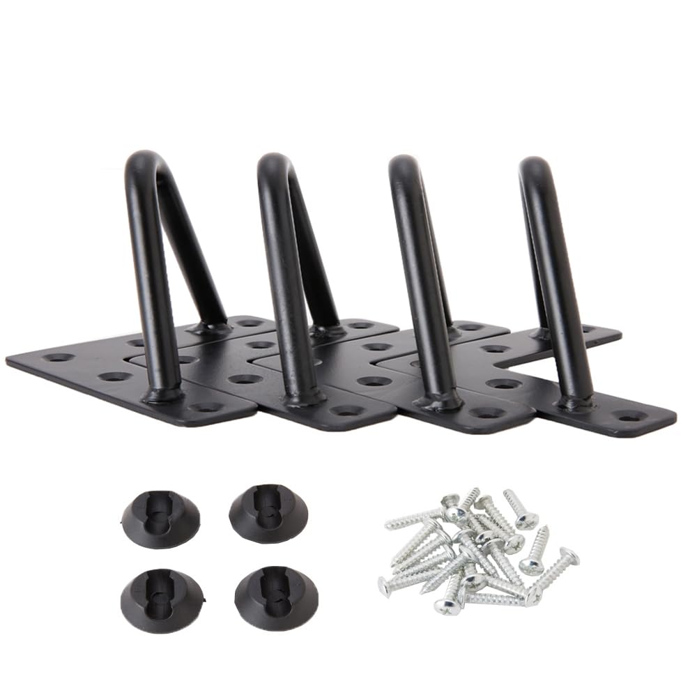 Osring 2 Inch Hairpin Legs Solid Steel Furniture Table Leg 4pcs, Heavy Duty Hairpin Feet 3/8” Dia 2 Rods Furniture Legs Black with Protector Pads for TV Stand, Wood Table and Coffee Table