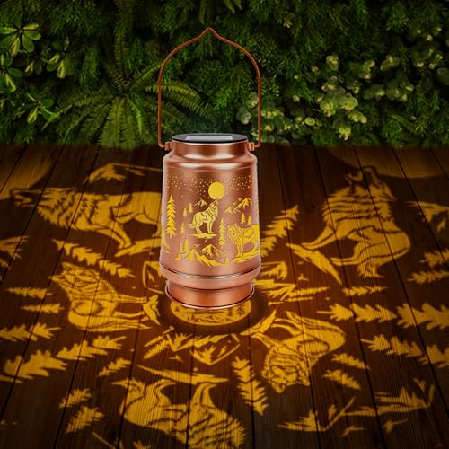 Wxiben Solar Lanterns Outdoor Waterproof - Wolf Lovers Decor Gifts for Women Men, Mother's Day Father's Day Christmas Housewarming Gifts, Hanging Solar Lights for Garden Yard Patio Tabletop Decor