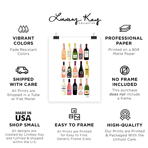 Wine Bottles Wall Art | Poster | Art Print | Wine Decor | Bar | Alcohol | Aesthetic | Champagne | Rose | Red | White | Cork | Bubbles | Kitchen | Cellar | Cheers | Pop | Large | Sip | Modern | Made In Usa | Gallery Grade | Unframed (12X16) #TOP3