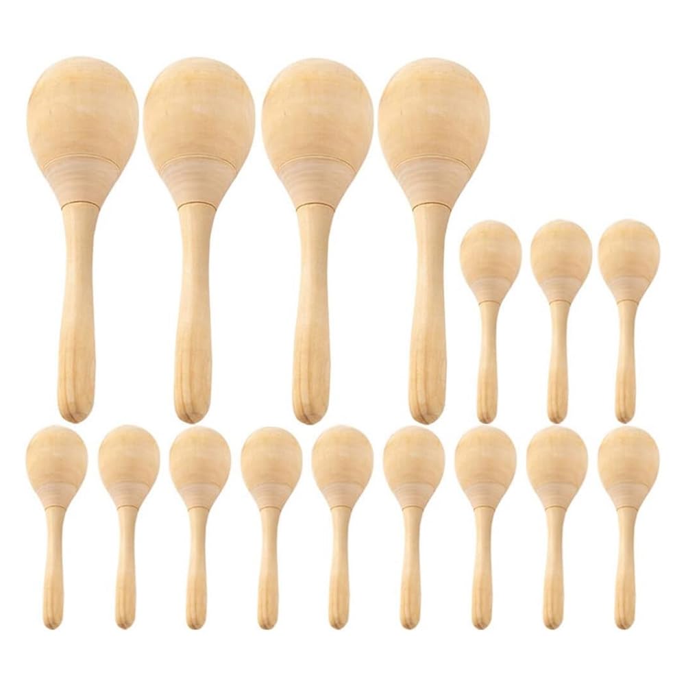 12 Piezas de Maracas de Madera Sin Terminar, Agitador de Rumba de Madera en, Sonajero Orff, Instrumento Musical de Percusión Manual