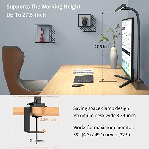 Eppiebasic Led Desk Lamp,Architect Clamp Desk Lamps For Home Office,24W Brightest Led Workbench Office Lighting-6 Color Modes And Stepless Dimming Modern Desk Lamp For Monitor Studio Reading #TOP2