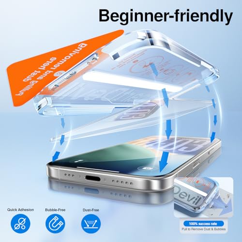 Image of SMARTDEVIL 2+2 Pack for iPhone 17 Air Screen Protector with Camera Lens Protector, Tempered Glass, HD Clear Film, Easy Installation, Dust-Free & Bubble-Free
