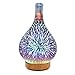 N-A Humidificador de Vidrio Colorido Jarrón Humidificador Hogar 3D Mini Aromaterapia Máquina de Luz Nocturna Humidificador Silenciador, Fuegos artificiales y madera clara