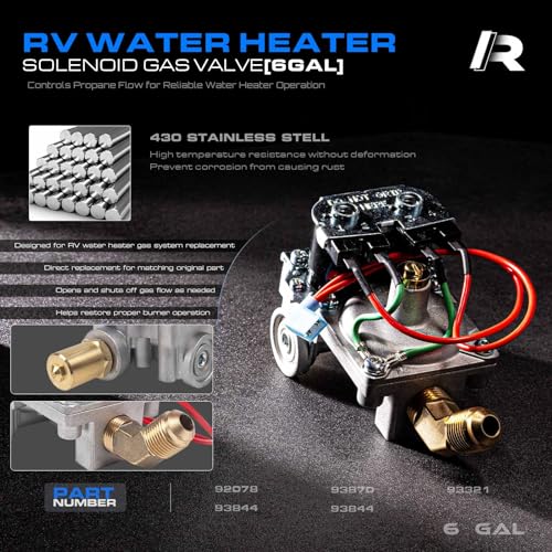 Image of RV Water Heater Burner System Repair Kit for Atwood 92078 Solenoid Gas Control Valve, 91638 Main Burner Tube, 93868 Igniter - Compatible with 6 Gallon Tanks, G6A-8E G6A-6E G6A-4E GC6AA-10E, GCH6A-7E