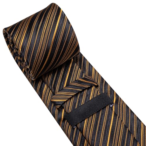 Image of Dubulle Mens Paisley Floral Silk Tie for Men Striped Necktie and Pocket Square Cufflinks Set Wedding Business