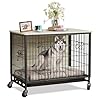 New Dog Crate Furniture, Compact 27.2″ Small Dog Dual-Entry Kennel Meets End Table, Easy-Clean, Chew-Proof, Easy Mobility for Cozy Spaces, Rustic Gray
