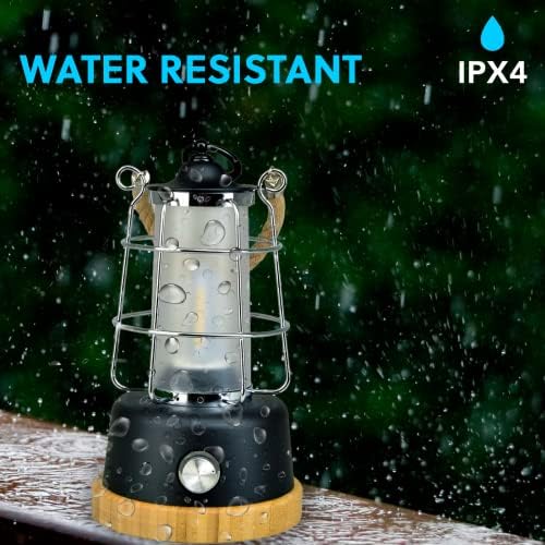 HARPER LIVING Rechargeable Camping LED Retro Water Resistant Lantern, 6 Watts 370 Lumen 5000mAh Power Bank, Dimmable and Colour Changing, for Living Room, Garden, Camping, Fishing, Hiking, Power cuts