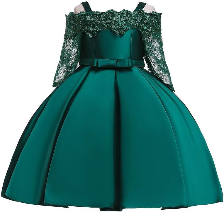 Flower Kids Clothing Satin Elegant Lace cutout half sleeve Girls Dresses for Children Princess Party Costumes 3-10 Years