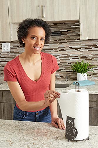 Home Basics Heavy Duty Steel Owl Napkin Holder Dispensing Organizer Stand, Kitchen Countertop, Free-Standing, Bronze (1) #TOP4