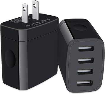 4-Port USB Charger Block, 2-Pack Wall Charger Plug Multi USB Outlet Charging Cube Charging Station Box Wall Plug for iPhone 17 16 15 14 13 12 11 Pro Max SE XR XS X 8,Samsung Galaxy S26,Google Pixel