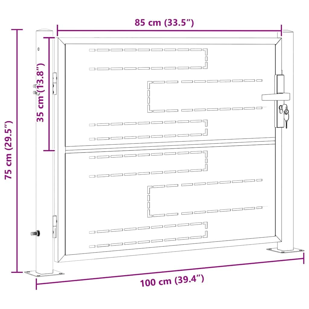 vidaXL Porte de Jardin Argenté 85 x 70 cm Acier Inoxydable, Jardin et terrasse, Portail rectangulaire Moderne, entrée sécurisée, barrière résistante aux intempéries, accès Classique