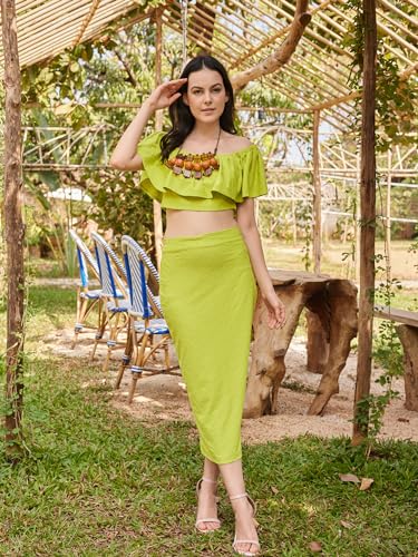 Image of PURVAJA Women's Polyester Blend Solid Co-Ord Set