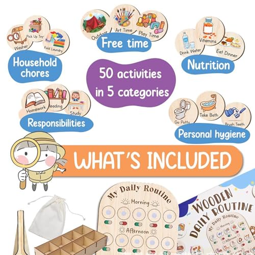 Tableau de routine en bois pour tout-petits avec finitions soignées et design durable - 4