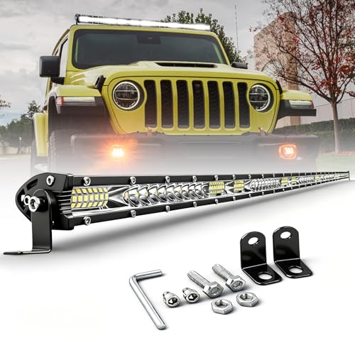 CO LIGHT 50 Inch Single Row Slim LED Light Bar IP68 Waterproof Off-Road Spot & Flood Combo Beam Super Bright Driving/Fog Light Fits Wrangler F150 SUV Polaris RZR ATV UTV