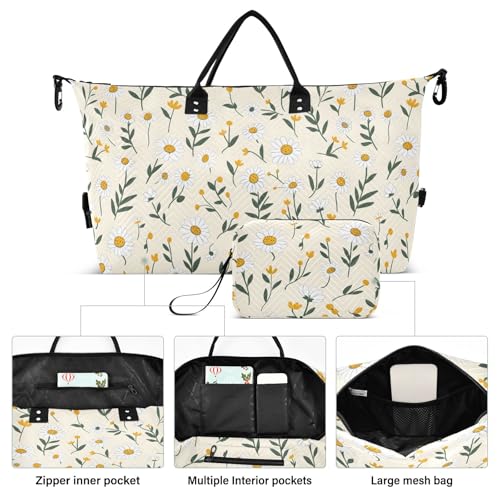 Large Travel Duffel Bag Sports Tote Gym Bag Overnight Weekender Bags Cosmos Flowers Carry On Luggage with Toiletry Bags2