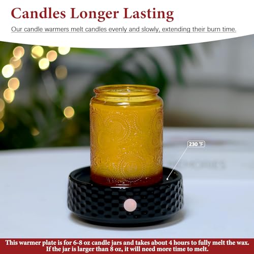 Image of Electric Large Candle Warmer Plate - Ceramic Candle Wax Warmers for Jar Candles, Coffee Mug Warmer, Cup Warmers for Home Office, Aromatherapy Fragrance and Heating Beverage (Black Honeycomb)