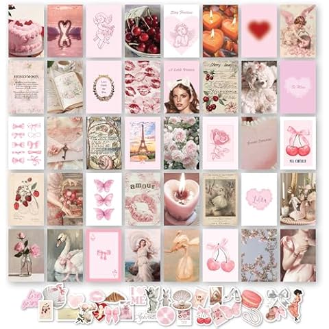 97 Decor Pink Coquette Room Decor Aesthetic - Coquette Wall Decor, Coquette Posters For Room Aesthetic Pink Wall Collage Kit For Teen Girls Dorm Bedroom, Cute Pictures Trendy Wall Art Prints (4x6) Cover
