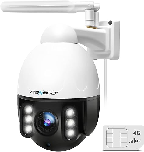 Miniatura 1 de GENBOLT Cámara de seguridad 3G4G LTE PTZ al aire libre 2.5K, zoom óptico 9X PoE CCTV Cámara de vigilancia IP con tarjeta SIM, reflector de 5MP de