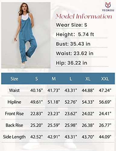 Yeokou Womens Harem Jumpsuits Black Baggy Overalls Cotton Stretchy Loose Fit Jumpers With Deep Pockets(Navy-S) #TOP7