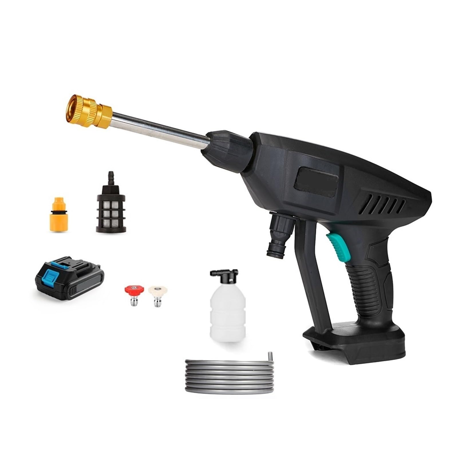 Bezprzewodowy Wysokociśnieniowy Mini Mycie Akumulatorowy Spray Do Domu Ogród Pistolet Na Wodę Akumulator Samochodowy Akumulatora 18v Silny Strumień Pod CiśNieniem | One Small Battery