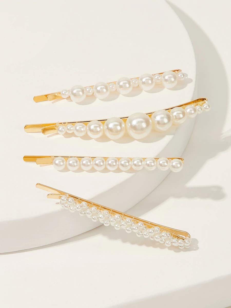 Gold pearl bobby pins Women Girls Valentines Mother’s Day Hair Clip Barrettes Decorative accessories Bridal Wedding Birthday Prom Xmas holiday Party Gift 6 Pack - Image 3