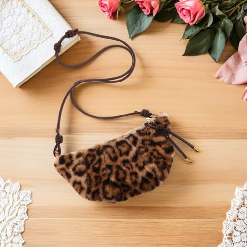 Paquet bandoulière léopard en peluche marron YARNOW - 7