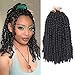 Leeven 12 Inch Pretwisted Passion Twist Hair 8 Packs Natural Black Pre Looped Bomb Water Wave Crochet Braids Hair Extensions Short Curly Synthetic Braiding Hair for Women (12 Stands/Pack #1B)