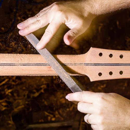 Holzraspel Set, 200 mm Feilenset Metall, 3 tlg Feilen Set inkl. Flachfeile Halbrundfeile und Rundfeile, Metallfeile, FrottierHolz Feilenset für Holzbearbeitung, Heimwerken, Handwerk