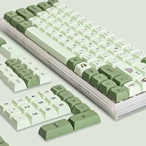 Image of Matcha Keycaps PBT 122-Key Green Gaming keycaps Set XDA Profile Japanese keycaps Dye-Sub ANSI Layout for MX Keyboard (Matcha)