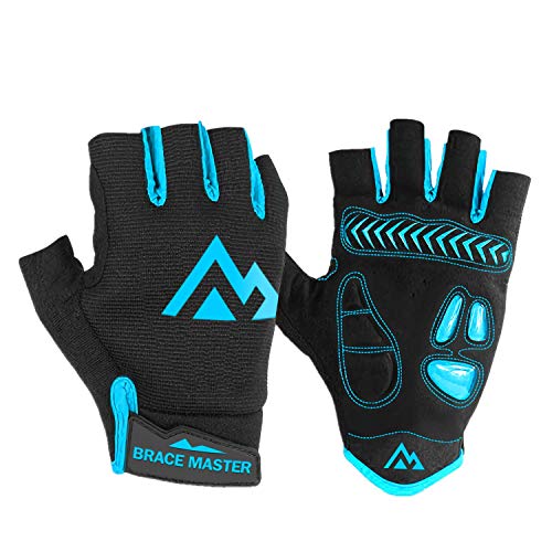 Brace Master Gants de Cyclisme de Bicyclette de Gants de Moto de Montagne de Bicyclette d'Autoroute de Demi-Doigt pour Hommes Femmes, Design Antichoc avec
