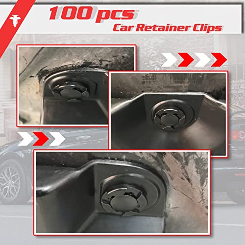 Image of OTUAYAUTO 100PCS Push Type Retainer Bumper Clips, 8mm Fender Liner Clips Replacement for Nissan, Infiniti - Trim Rivet Body Fasteners Replace OEM: 01553-09321